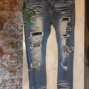 A pair of blue jeans.